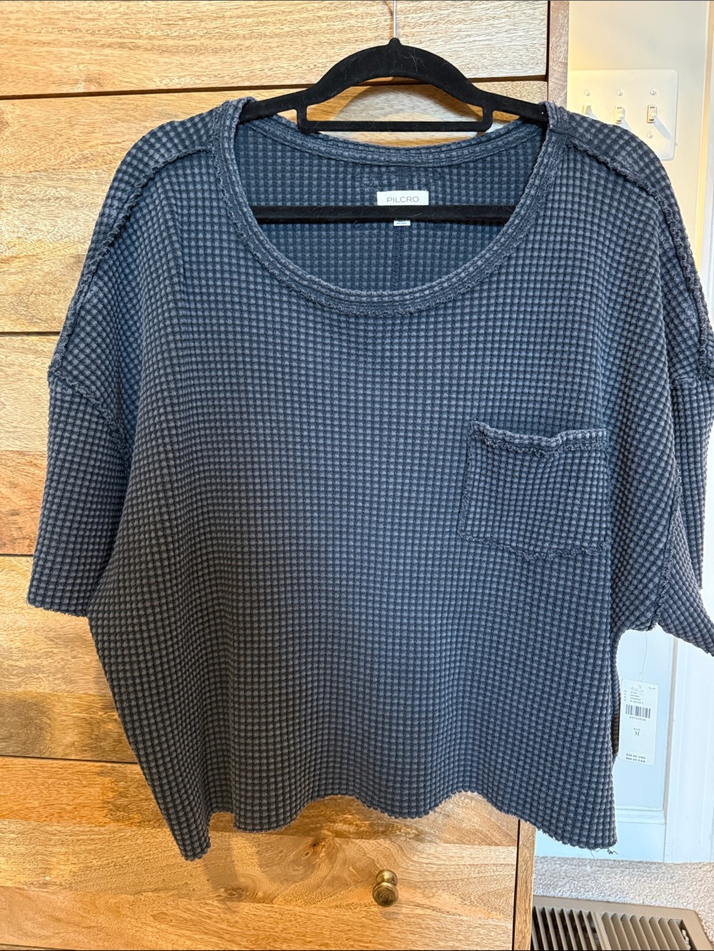 Pilcro Charcoal Waffle Pocket Tee - Short Sleeve